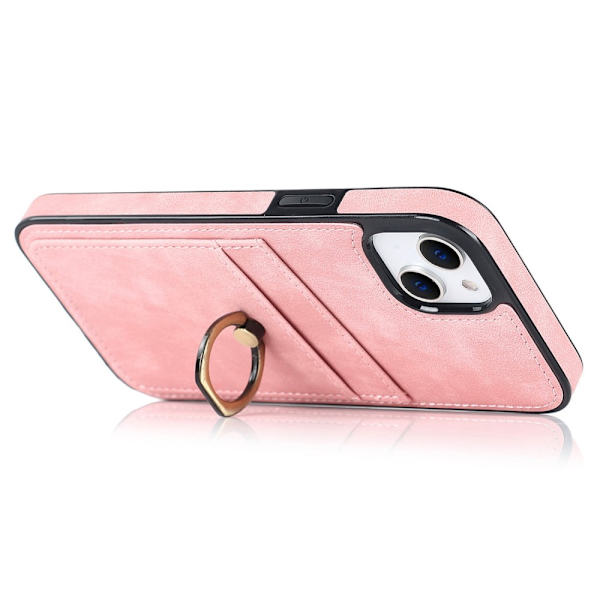 iPhone 14 Plus Kortlomme Etui Ring Rosa
