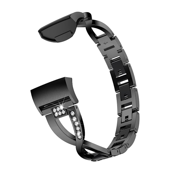 Fitbit Charge 3/4 musta rannekoru, jossa strassit