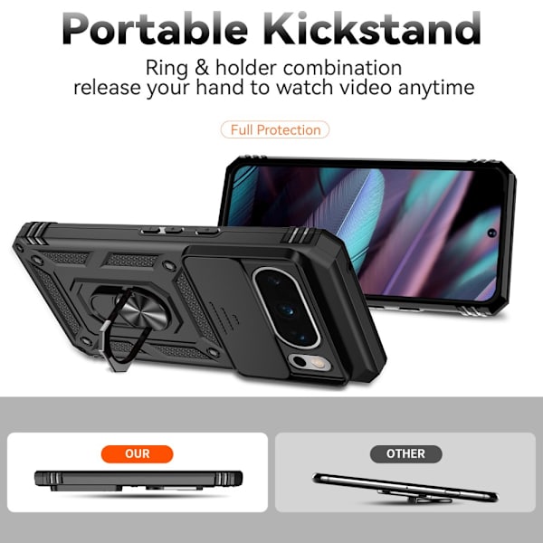 Hybridskal Google Pixel 8 Pro Ring + Kamerabeskyttelse Sort