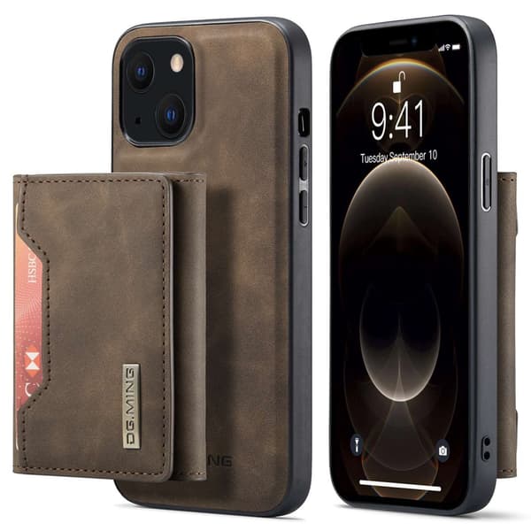DG.MING 2-i-1 Magnetiskt Skal Med Kortfack iPhone 14 Brun