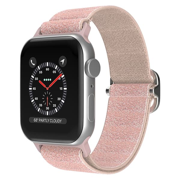 Elastisk Nylonrem Apple Watch 45mm Series 9 Glitter Rosa