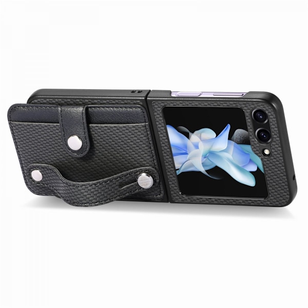 Skal Samsung Galaxy Z Flip 6 Kortfack + Handstrap Svart