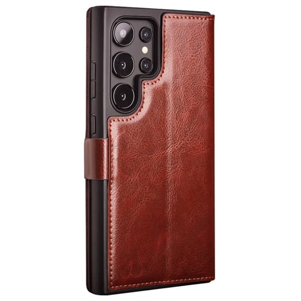 Qialino Plånboksfodral Läder Samsung Galaxy S24 Ultra Brun