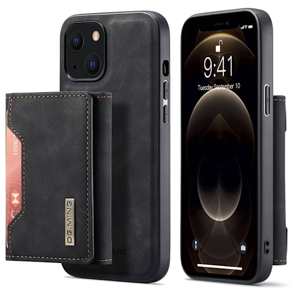 DG.MING 2 i 1 magnetisk kortplatsfodral iPhone 15 Svart