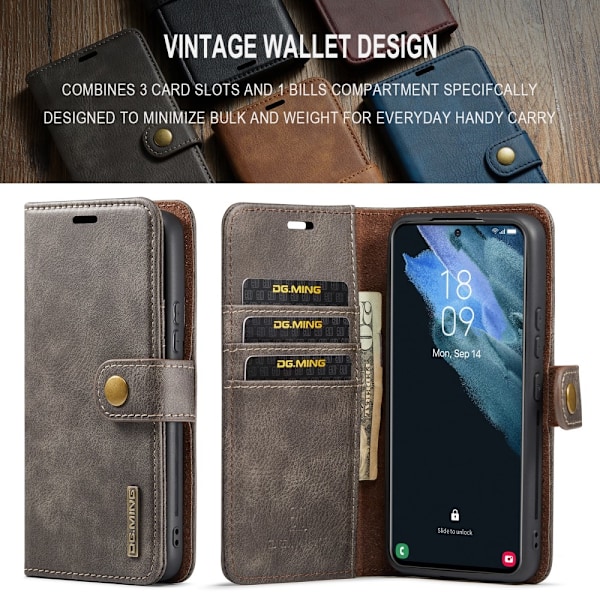DG.MING 2-i-1 Magnet Pung Samsung Galaxy S24 Brun