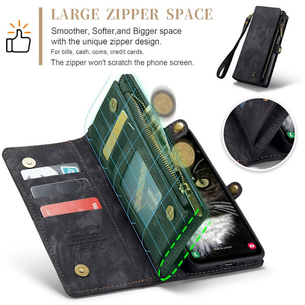 CaseMe Multi-Slot 2 i 1 Pungetui Samsung Galaxy A35 Sort