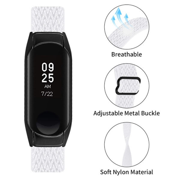 Xiaomi Mi Band 3/4 valkoinen nailonranneke