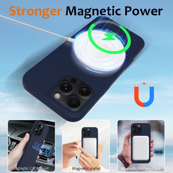 MagSafe silikonecover iPhone 16 Pro Max mørkeblå