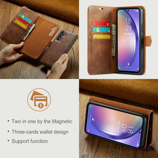 DG.MING 2-i-1 Magnet Pung Samsung Galaxy A54 Cognac