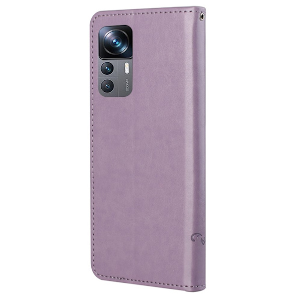 Perhoskuvioinen nahkakotelo Xiaomi 12T - Lila