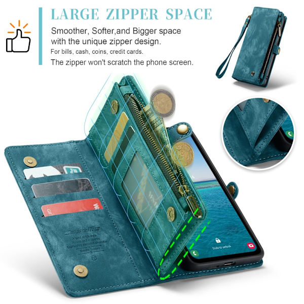 CaseMe Multi-Slot 2 i 1 Plånboksfodral Samsung Galaxy A55 Blå
