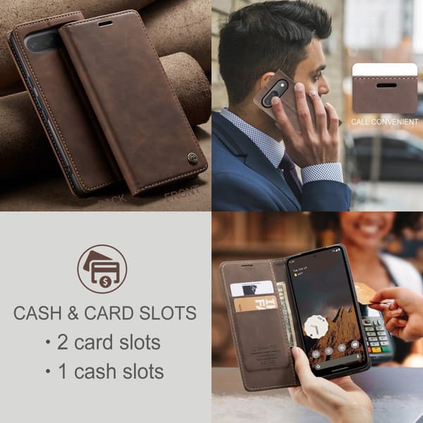 CaseMe Slim Lompakko Kotelo Google Pixel 9 Pro Ruskea