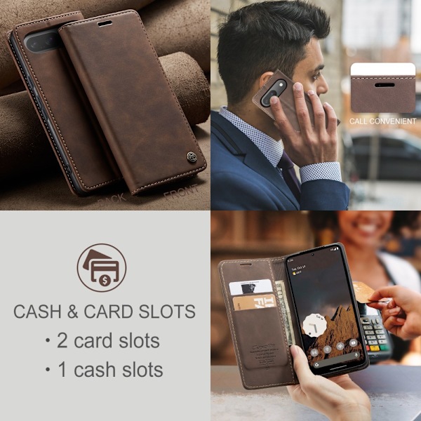 CaseMe Slim Wallet Case Google Pixel 9 Pro Brun