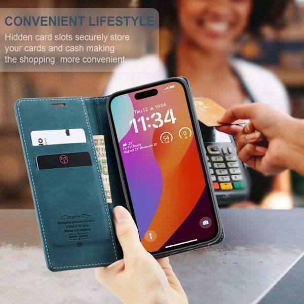 CaseMe Slim Pungetui iPhone 16 Pro Max Blå