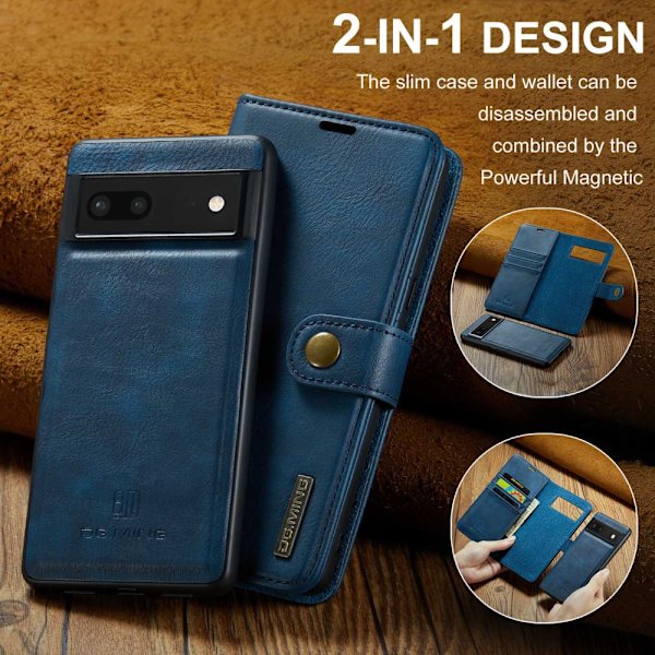 DG.MING 2-in-1 Magnet Wallet Google Pixel 7 Blue