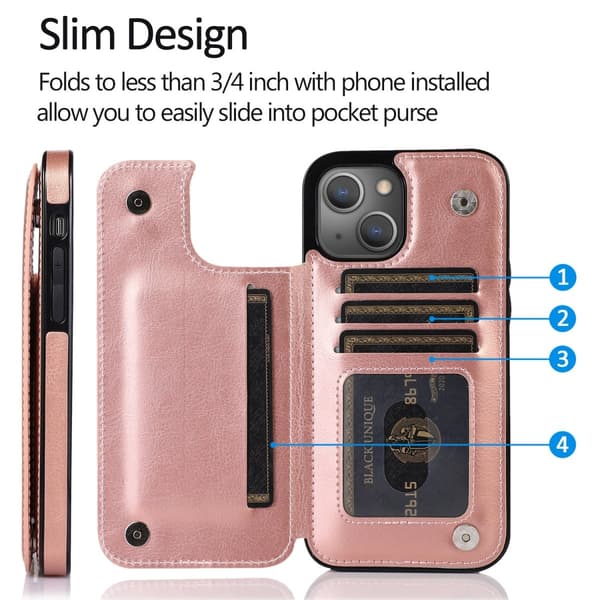 iPhone 14 Skal Plånbok Roséguld