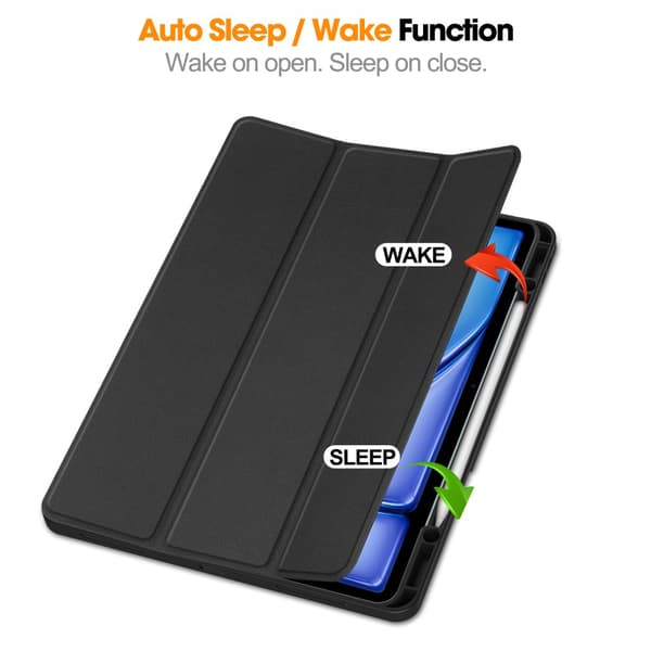 iPad Air 13 1. generation (2024) Etui Tri-Fold med Pencil-holder Sort