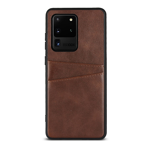 Lædercover med kortholder til Samsung Galaxy S20 Ultra Brun