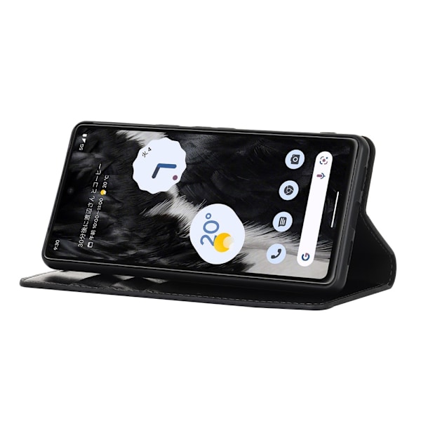 Mobilfodral Google Pixel 7a Äkta Läder Svart