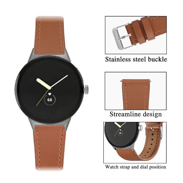 Ægte Læderarmbånd Google Pixel Watch 2 Brun