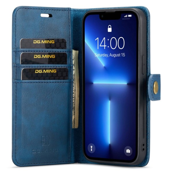 DG.MING 2-in-1 Magnet Wallet iPhone 14 Pro Sininen