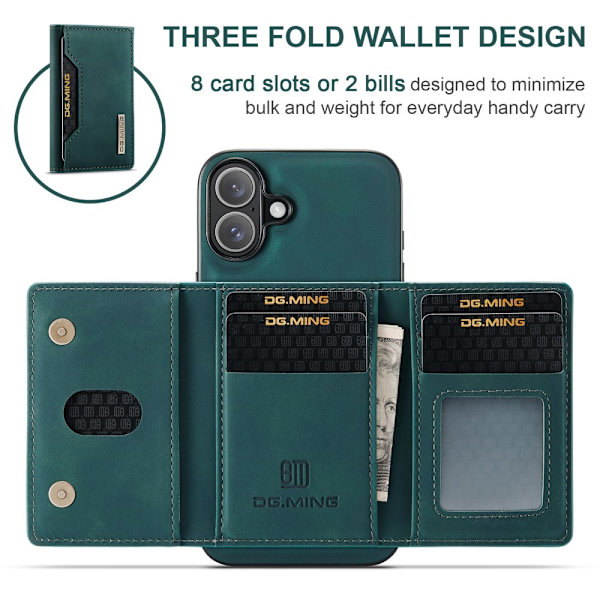 DG.MING 2 in 1 Magnetic Card Slot Case iPhone 16 Green