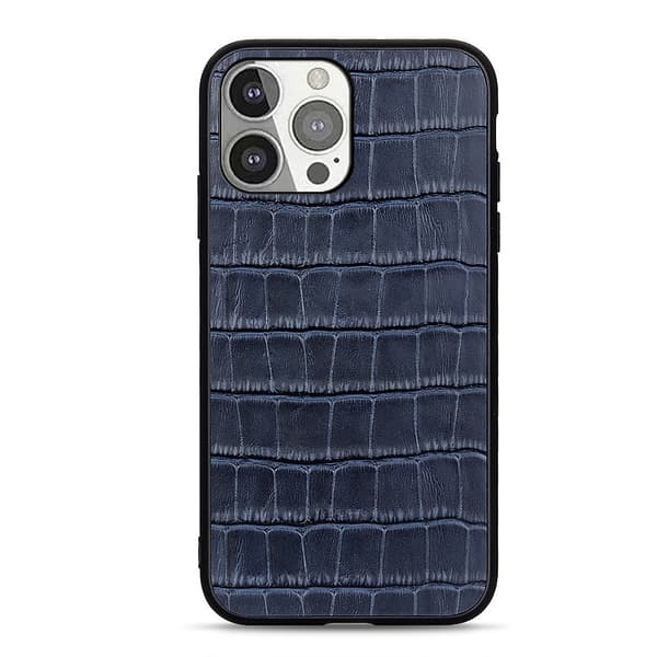 iPhone 13 Pro Etui Krokodillemønster Blå
