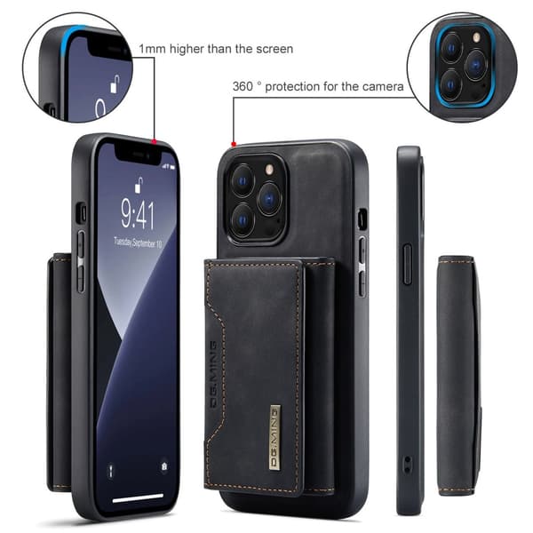 DG.MING 2-i-1 Magnetiskt Skal Med Kortfack iPhone 14 Pro Max Sva