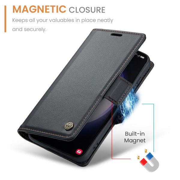CaseMe Slim Plånboksfodral RFID-skydd Samsung Galaxy S24 Svart