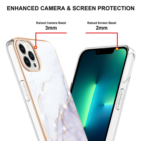 TPU-kuori iPhone 15 Prolle, valkoinen marmori