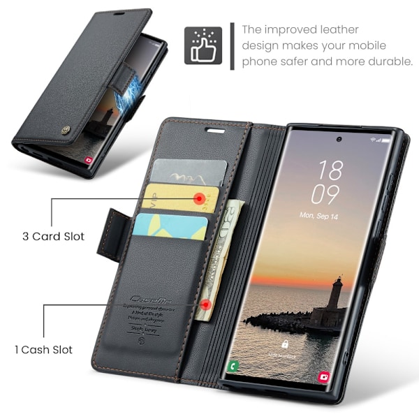 CaseMe Slim Plånboksfodral RFID-skydd Samsung Galaxy S25 Ultra S