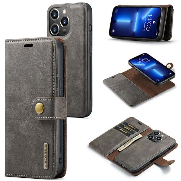 DG.MING 2-in-1 Magnet Wallet iPhone 15 Pro Max Brown