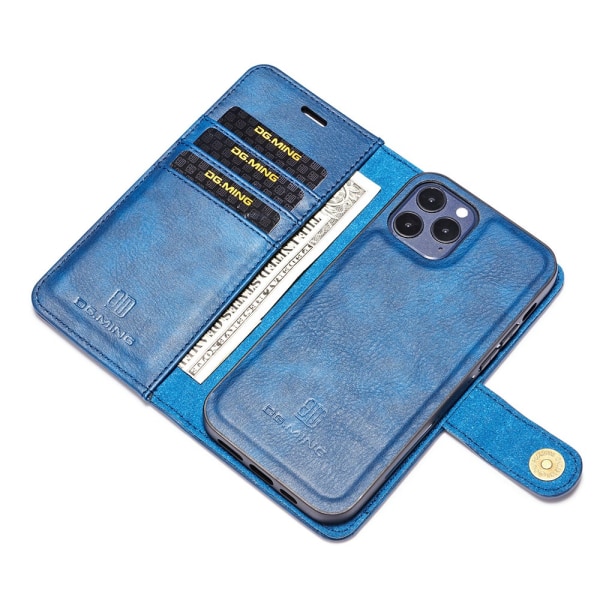 DG.MING 2-in-1 Magnet Wallet iPhone 13 Pro Max Sininen