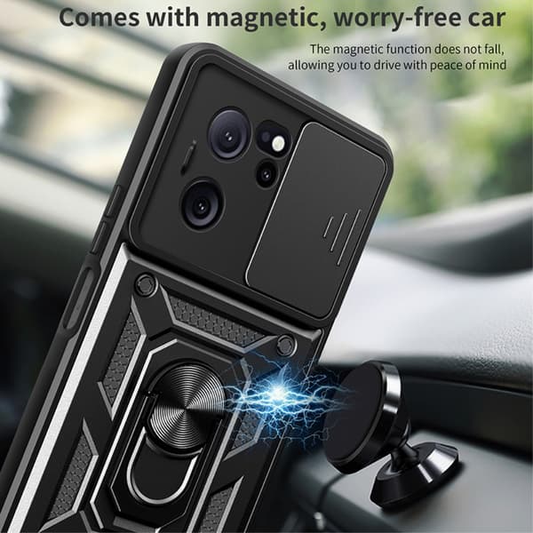 Hybridskal Xiaomi 13T Ring + Kamerabeskyttelse Sort
