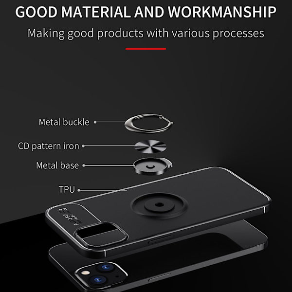 Etui med Ringholder til iPhone 13 Mini Sort