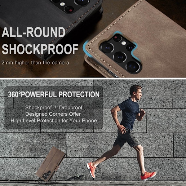 CaseMe Slim Lompakkokotelo Samsung Galaxy S24 Ultra Ruskea
