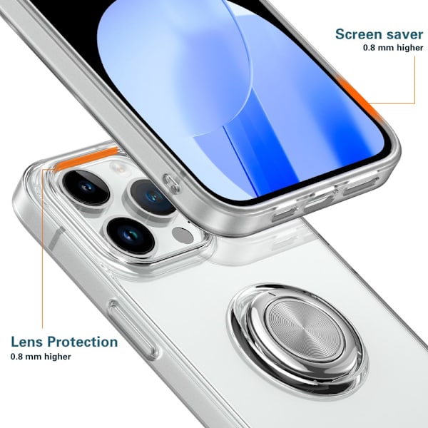 Etui med Ringholder til iPhone 15 Pro Max Transparent