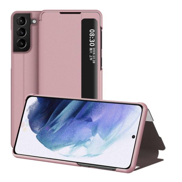 Flip Fodral Med Display Samsung Galaxy S21 Plus Rosa