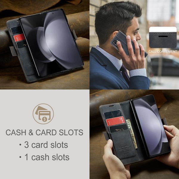 CaseMe Slim Lompakkokotelo Samsung Galaxy Z Fold 5 Musta