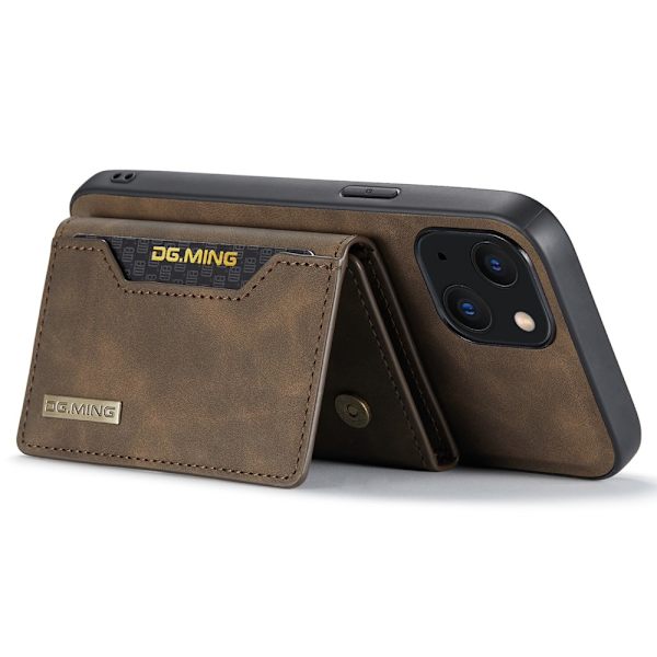 DG.MING 2 in 1 Magnetic Card Slot Case iPhone 15 Brown