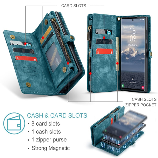 CaseMe Multi-Slot 2 i 1 Pungetui Galaxy S25 Ultra Blå