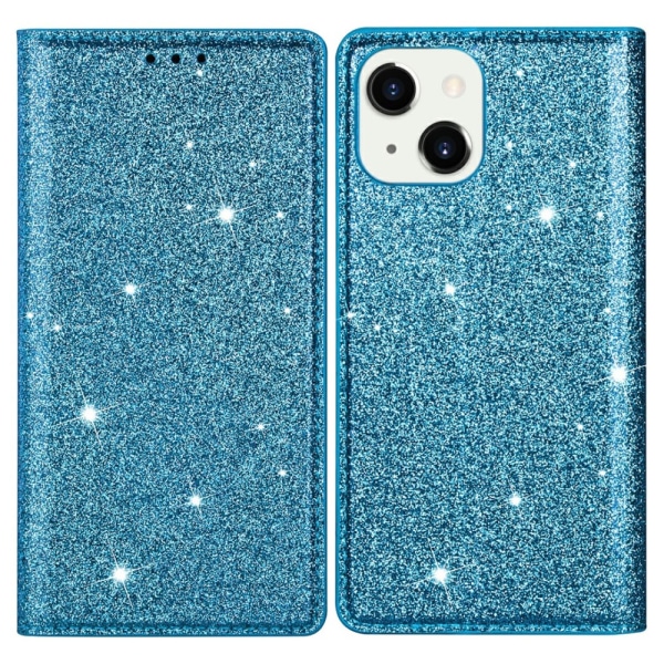 Glitter Wallet Case iPhone 13 Blå