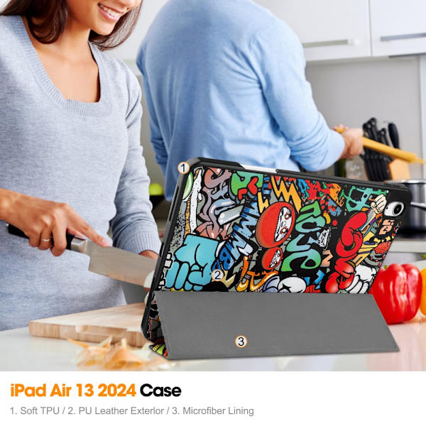 iPad Air 13 1. sukupolvi (2024) -kotelo Tri-fold Graffiti
