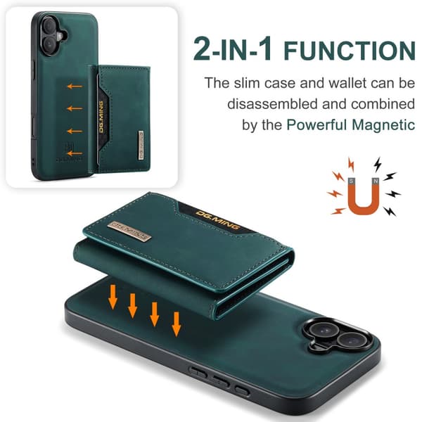 DG.MING 2-i-1 Magnetiskt Skal Med Kortfack iPhone 16 Grön