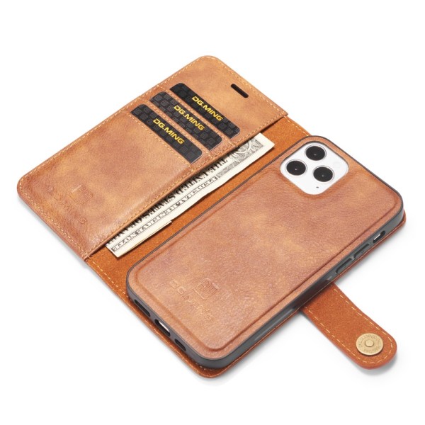 DG.MING 2-in-1 Magnet Wallet iPhone 12/12 Pro Brown