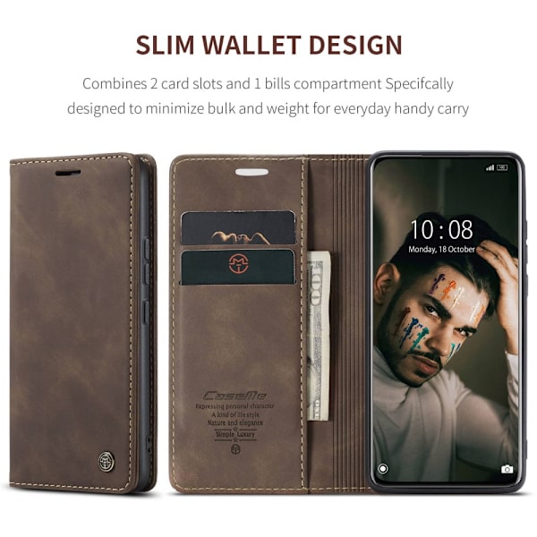 CaseMe Slim Plånboksfodral Xiaomi 12 Pro Brun