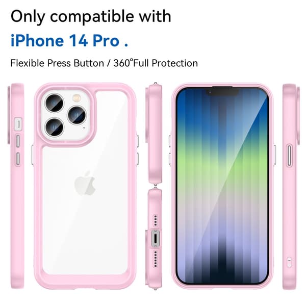 Hybrid Edge Skal iPhone 14 Pro Rosa