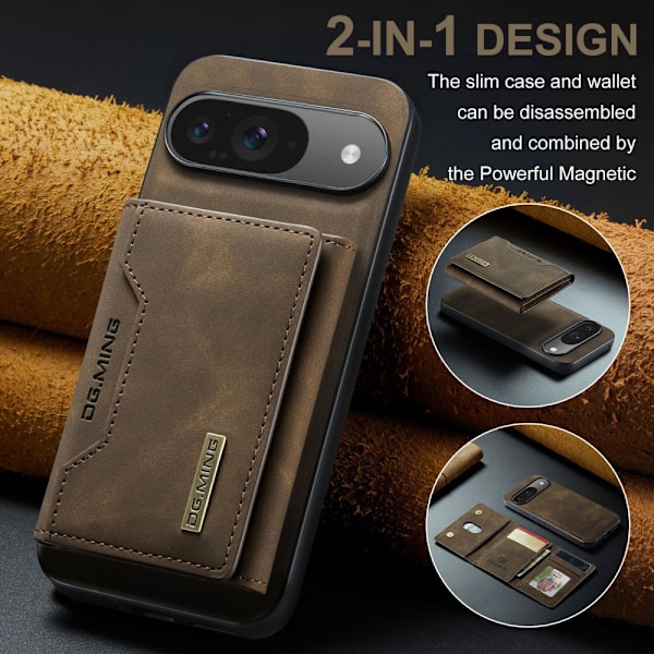 DG.MING Magnetic Card Slot Case Google Pixel 9 Pro Brown