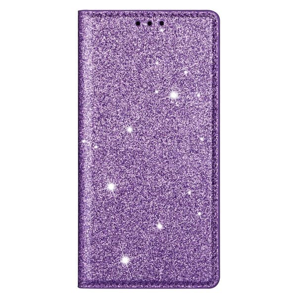 Kimalteleva lompakkokotelo iPhone 13 Prolle, lila