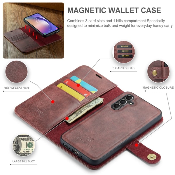 DG.MING 2-in-1 Magnet Wallet Samsung Galaxy A54 Red